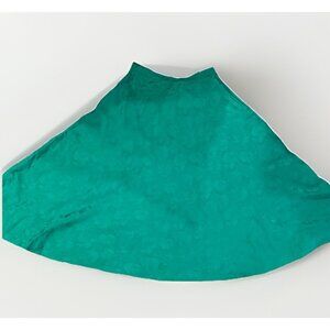 Vintage 90’s emerald green silk floral circle midi skirt size 10 100% silk